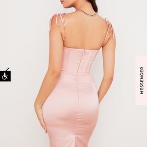 House of CB Alma Blush Pink Satin Corset Dress